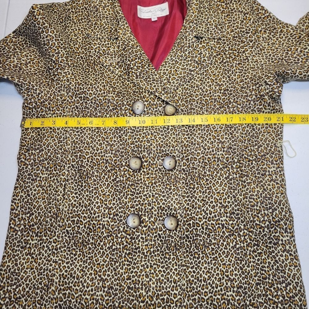 Tasha Polizzi Trench Coat Vintage Linen Leopard Print Double Breasted - Picture 12 of 13